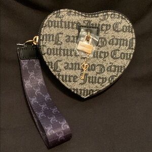 NWOT Juicy Couture Heart Shaped Wallet with strap and lock and key charm